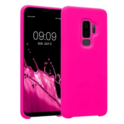 Abbildung von kwmobile Hülle kompatibel mit Samsung Galaxy S9 Plus Silikon Handy Case Handyhülle weiche Oberfläche kabelloses Laden Neon Pink