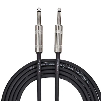 Abbildung von Amazon Basics TS Connector Instrumentenkabel, 6,35 mm, gerader Stecker, 3 m, Schwarz