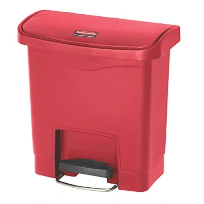 Abbildung von Rubbermaid Commercial Products Slim Jim 1883563 15 Litre Front Step On Resin Wastebasket Red