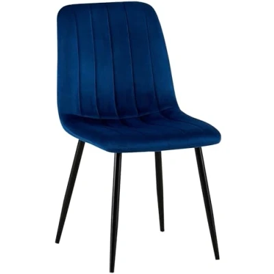 Abbildung von CLP Stuhl Dijon I Samt Stoff Mit Ziernähten Bodenschonern, Farbe:blau, Material:Samt