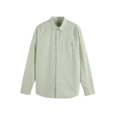 Abbildung von Scotch &amp; Soda Men&#039;s Regular fit Striped Oxford Shirt, Pistachio Stripe, Large