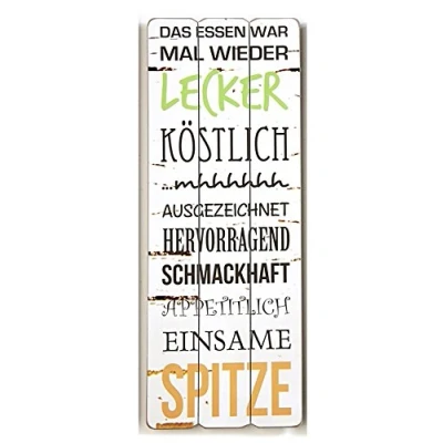 Abbildung von Cepewa Bild mit Spruch Das Essen war einfach köstlich, Vintage Schild für Küche, Restaurant, Bistro, Café oder Esszimmer, dekorativ im Shabby Look, Maße: 80 x 30 cm, MDF Holz