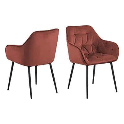Abbildung von AC Design Furniture Bentley Carver Esszimmerstühle 2er Set, H: 83 x B: 58 T: 55 cm, Rot/Schwarz, Samt/Metall, 2 Stk.