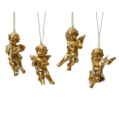 Abbildung von Kaemingk Christbaumschmuck, Christbaumschmuck Keramik 8cm Engel Figur 1 Stück sortiert Gold