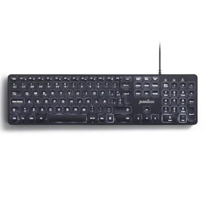 Abbildung von Perixx PERIBOARD 331 Full Size USB Tastatur mit Hintergrundbeleuchtung Kabel Scheren Tasten Typ X Weiße Schwarz Spanisch QWERTY