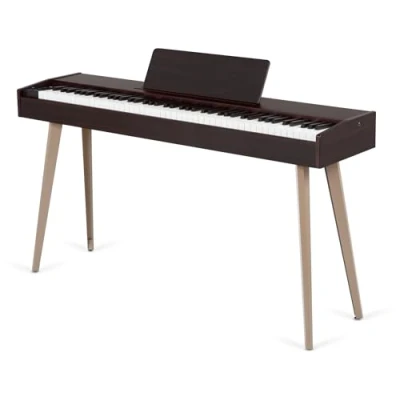 Abbildung von McGrey DP 17 WD Design Piano 88 gewichtete Tasten mit Hammermechanik und Anschlagdynamik 128 Klänge 600 Begleitrhythmen Slimline Layer Dual Funktion 3 Pedale dunkle Walnuss