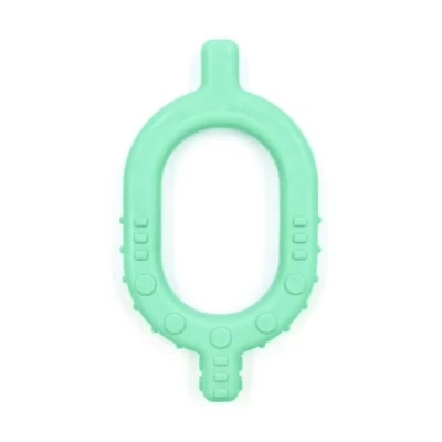 Abbildung von ARK® Grabber Baby glatt und texturiert für zahnende Babys ab einem Alter von 5 bis 6 Monaten inkl. ATC Pflegeanleitung Kiefermotorik, Beißblock, Kauen, Zahnen (türkis)