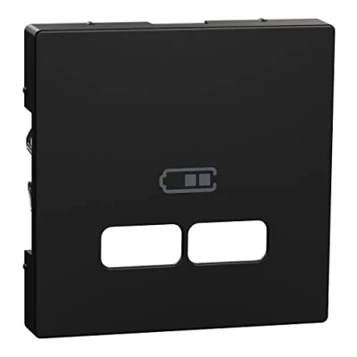 Abbildung von Schneider Electric Merten MEG4367 0403 Zentralplatte für USB Ladestation Einsatz, Aus Recyceltem Material, Schwarz Matt, System M
