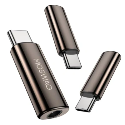 Abbildung von MOSWAG USB C auf 3.5mm Klinke Typ Kopfhörer Adapter Aux Mic Audio Dongle Hi Res DAC Chip Kompatibel mit Samsung Galaxy S23 S22 Pixel 7/6 iPad Pro/Air/Mini Oneplus 10 Pro