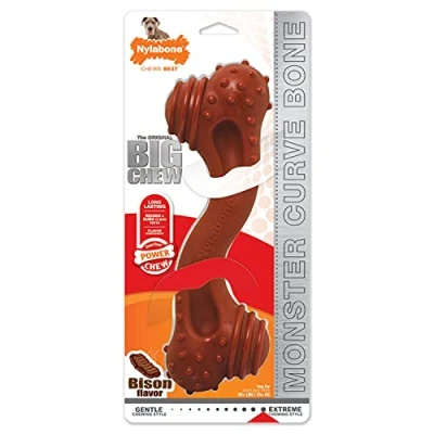 Abbildung von Nylabone Durachew Curve Bone Hundespielzeug Bison 25x8x6 cm Braun ...