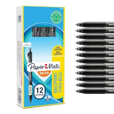 Abbildung von Paper Mate InkJoy 300RT Druckkugelschreiber mittlere Spitze (1,0mm) Schwarz 12 Stück
