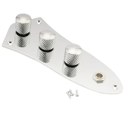 Abbildung von Musiclily Loaded Prewired Jazz Bass Control Plate Kontrollplatte Kabelbaum für J Style E Bass, Chrom