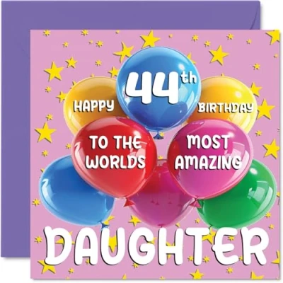 Abbildung von Geburtstagskarte für Tochter zum 44. Geburtstag World&#039;s Most Amazing Daughter Happy 44th Birthday Card for from Mum Dad, 145 mm x mm, Alter 44, Vierundvierzig Grußkarten