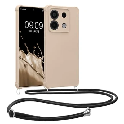 Abbildung von kwmobile Necklace Case kompatibel mit Xiaomi Redmi Note 13 Pro 5G / Poco X6 Hülle Cover Kordel zum Umhängen Silikon Schutzhülle Creme