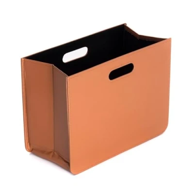 Abbildung von CREEDWOOD ZEITUNGSKORB Business Kunstleder, Cognac Braun, 40 cm Faltbare Zeitungsbox, Magazinsammler, Zeitungsständer, Zeitschriftenkorb