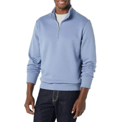 Abbildung von Amazon Essentials Herren Fleece Sweatshirt mit Langen Ärmeln und Viertel Reißverschluss, Blau, XL