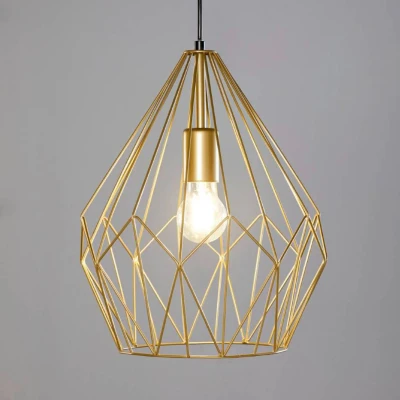 Abbildung von Eglo 49933 Hängeleuchte Vintage CARLTON Stahl goldfarben E27 1X40W H:110cm Ø31cm dimmbar