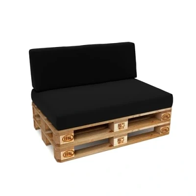 Abbildung von POKAR Palettenkissen Wasserdicht Palettenauflagen mit abnehmbarem Bezug Palettenmöbel Palettensofa 2er Set: Sitzkissen 120x80 + Rückenlehne 120x40, Schwarz