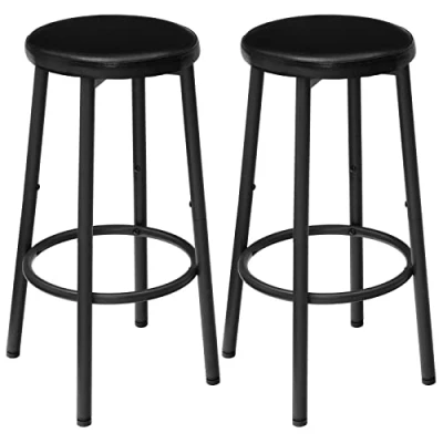 Abbildung von HOOBRO 2er Set Barhocker, PU gepolsterte Barstühle, Küchenstühle mit Fußstütze, einfach zu montieren und reinigen, für Küche, Restaurant, Café, Schwarz EBB30BY01