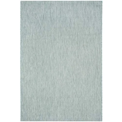 Abbildung von SAFAVIEH Zeitgenössische Teppich für Wohnzimmer, Esszimmer, Schlafzimmer Courtyard Collection, Kurzer Flor, Aqua und Grau, 201 X 290 cm