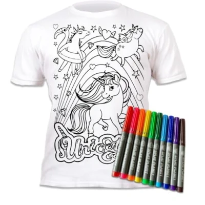 Abbildung von Splat Planet Einhorn T Shirt Malvorlagen mit 10 ungiftigen, waschbaren Zauberstiften färben Sie Ihr eigenes Shirt, und auswaschen erneut Kindergeburtstag (5 6 Years)