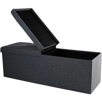 Abbildung von Zedelmaier Sitzbank mit Stauraum Sitzhocker Faltbar Sitztruhe belastbar bis 300 kg, Deckel Abnehmbar, 114x38x38 cm Dunkelgrau