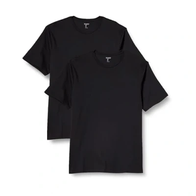 Abbildung von Amazon Essentials Herren Kurzärmliges T Shirt mit Rundhalsausschnitt in normaler Passform, 2er Pack, Schwarz, 4XL Große Größen Tall