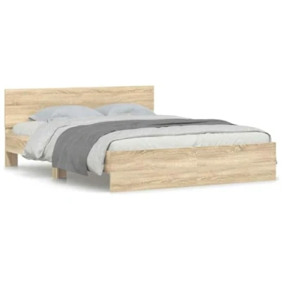 Abbildung von vidaXL Bettgestell, Bettrahmen mit Lattenrost, Bett Gästebett Kopfteil, Doppelbett Schlafzimmerbett Schlafzimmermöbel, Sonoma Eiche 140x200cm
