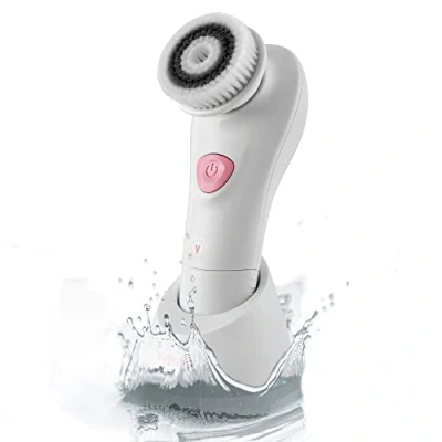 Abbildung von Venga! Elektrischer Gesichtsreiniger, Bürste mit weichen Borsten, 2 Geschwindigkeitsstufen, 6 Oszillation, IPX5 wasserdicht, Weiß/Rosa, VG FAC 3000 PK