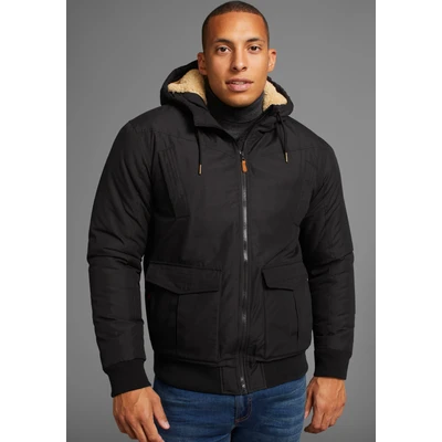 Abbildung von Bruno Banani Winterjacke, mit Kapuze, aus Baumwolle und Polyester hochschließender Kragen