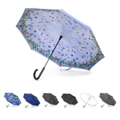 Abbildung von totes The Inbrella Regenschirm mit umgekehrtem Schließmechanismus, Blumengarten, Einheitsgröße, Reverse Auto Close Stick J Haken, wind und regendicht