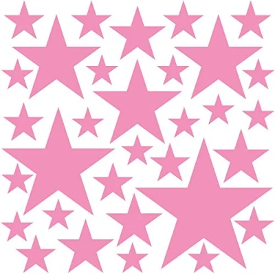 Abbildung von PREMYO 32 Sterne Wandsticker Kinderzimmer Mädchen Wandtattoo Wandaufkleber Selbstklebend Rosa