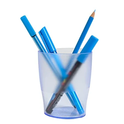 Abbildung von Exacompta 67610D 10er Pack Stiftehalter ECOPEN aus stabilem Kunststoff in modernem design, perfekt für Büro und Schule, Eisblau Transluzent, Stifteköcher Stiftebox Organizer Schreibtischbox
