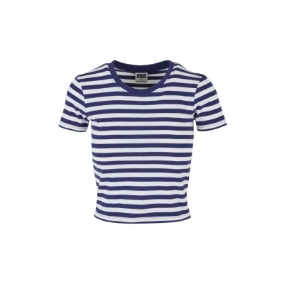 Abbildung von Urban Classics Short Striped TEE Tshirt print, Damen, Größe: Small, White darkblue