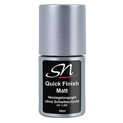 Abbildung von SN Quick Finish Matt Top Coat UV LED Gel ohne Schwitzschicht Versiegelungsgel No Wipe Überlack Gellack Nagellack Shellac Acryl matte 10ml