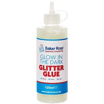 Abbildung von Baker Ross FX132 Im Dunkeln Leuchtender Glitzer Leim 1 Stück, 120 ml für Halloween Basteln, UV Kleber, Glow In The Dark Kleber