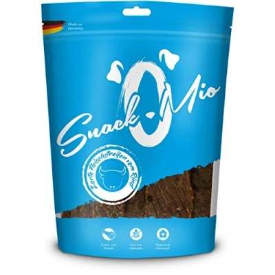Abbildung von SnackOMio Premium Hundesnack zarte Fleischstreifen vom Rind, getreidefrei, 1er Pack (1 x 125g)