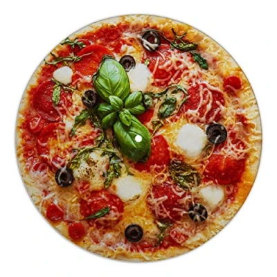 Abbildung von Next Ferry Slipmat Pizza Plattenspieler Matte aus Filz Slipmats für DJ&#039;s Plattentellerauflage alle Turntables gedruckt in Deutschland