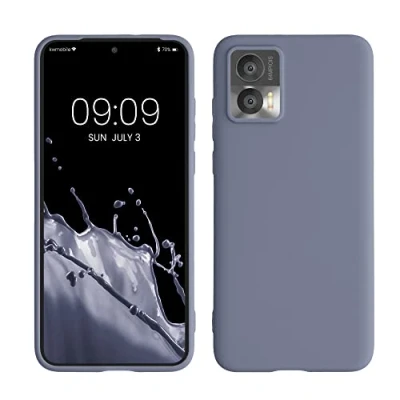 Abbildung von kwmobile Hülle kompatibel mit Motorola Edge 30 Neo weiches TPU Silikon Case Cover geeignet für kabelloses Laden Lavendelgrau