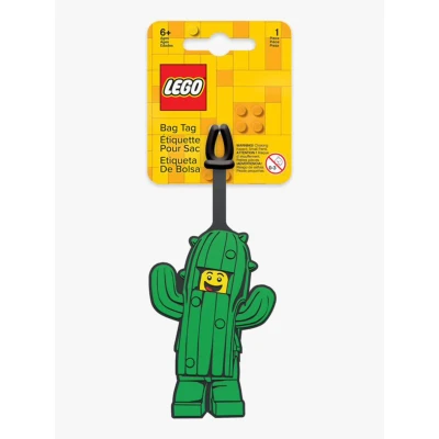 Abbildung von IQ Lego Cactus Boy Silikon Gepäckanhänger für Reisen, Koffer, Rucksack Kaktusjunge, ungiftig und geruchlos, mit beschreibbarer Oberfläche auf der Rückseite zur Identifizierung des Ausweises.