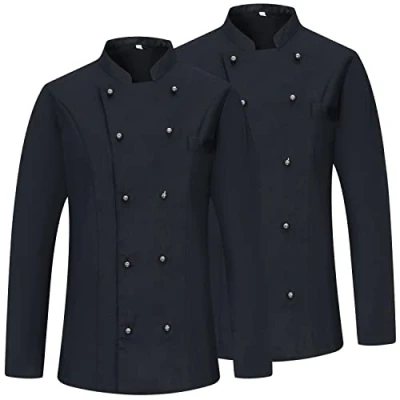 Abbildung von Misemiya Damen Forfait 2 UNITÉS Veste DE Chef Femme Paket EINHEITEN Kochjacke KZ 848, Noir, XXL