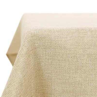 Abbildung von Deconovo Tischdecke Leinenoptik Lotuseffekt Tischwäsche Wasserabweisend Tischtuch 132x229 cm Creme
