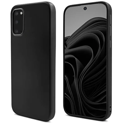 Abbildung von Moozy Lifestyle. Hülle für Samsung S20 5G und 4G, Schwarz Silikon Handyhülle Schutzhülle mit Mattem Finish Weichem Mikrofaserfutter