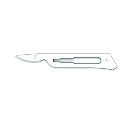 Abbildung von Gima Sterile Klingen aus Kohlenstoffstahl mit abgerundeter Sicherheitsspitze, zum Einmalgebrauch, Nr. 15c, 100 einzeln verpackte