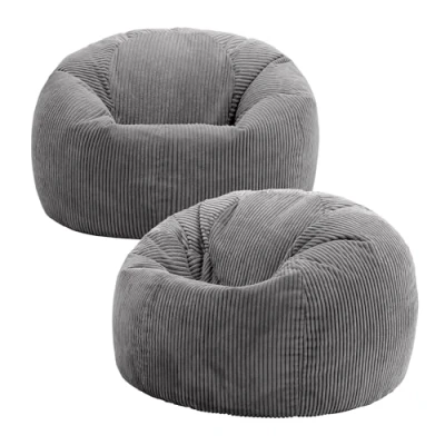 Abbildung von Icon Kingston Sitzsack Cord, Dunkelgrau, 2er Pack, Erwachsene mit Füllung, Bean Bag, Cord Sessel, Lounge Stuhl, Schlafzimmer, Wohnzimmer, Wohnzimmer Möbel