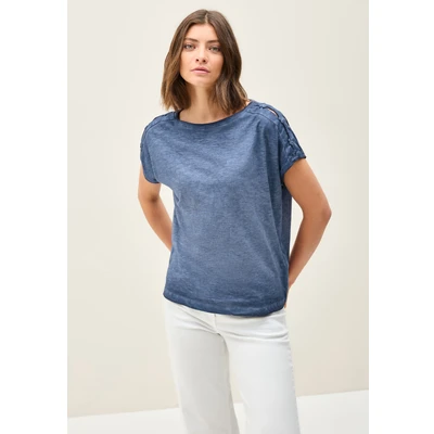 Abbildung von Cecil MIT Knopfdetail Tshirt print, Damen, Größe: Medium, Blau