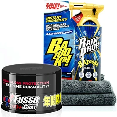 Abbildung von detailmate Versiegleung Set: Soft99 Rain Drop Bazooka, 300ml Sprühversiegelung für Lack, Scheinwerfer, Glasoberfläche, Reifen, Chrom, Kunststoff (außen), Felgen + Premium Mikrofasertuch