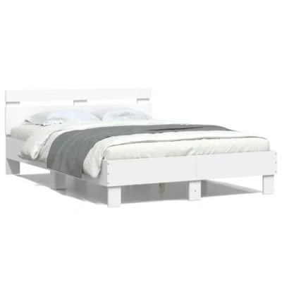 Abbildung von vidaXL Bett Bettgestell mit Kopfteil Weiß 120x200 cm Holzwerkstoff