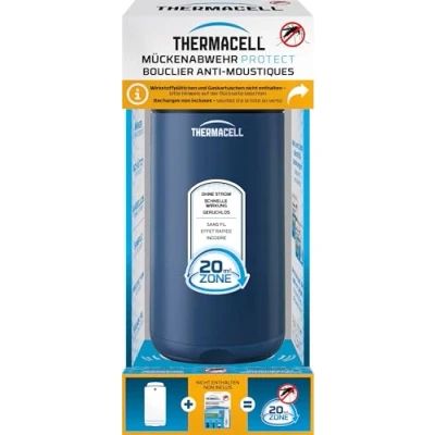 Abbildung von Thermacell Mückenabwehr Protect Basisgerät ohne Wirkstoffplättchen, innovatives Mückenschutz Standgerät in modernem Design, für Garten, Terrasse und Camping, Navy Blue