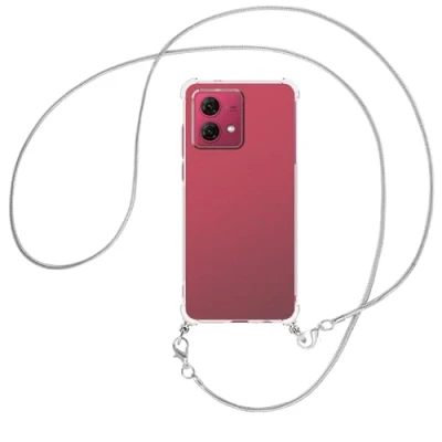 Abbildung von mtb more energy® Handykette kompatibel mit Motorola Moto G84 5G Metallkette (Snake Silber) Smartphone Hülle zum Umhängen Anti Shock Full TPU Case